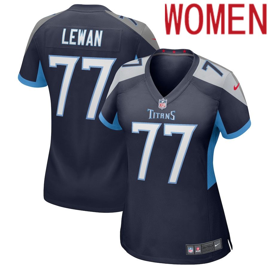 Women Tennessee Titans #77 Taylor Lewan Navy Nike Game NFL Jersey